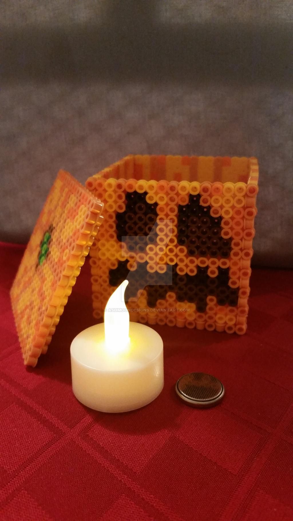 Minecraft 3D Perler Pumpkin by AshMoonDesigns on DeviantArt